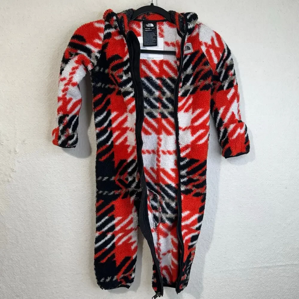 The North Face Baby Cabin Fleece One-Piece Red/Black Coveralls Winter Suit 24 Mo